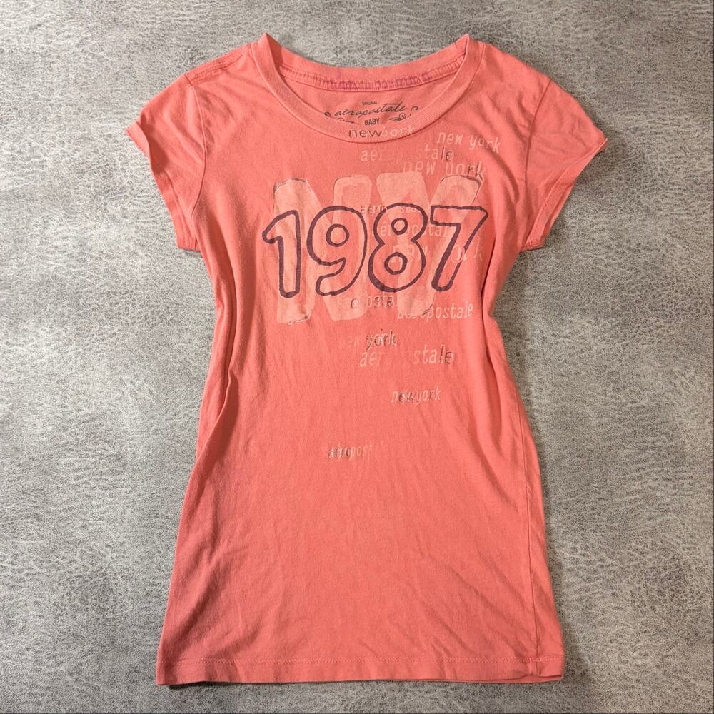 Coral Aeropostale Graphic Short Sleeve Baby Top